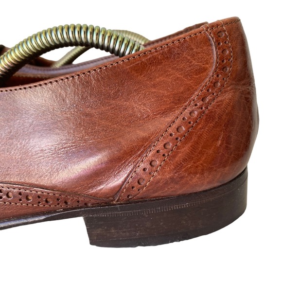 Vintage BALLY Italian Brown Leather Wing Tip Brogue Oxford Dress Shoes Mens 10.5 - Picture 16 of 16